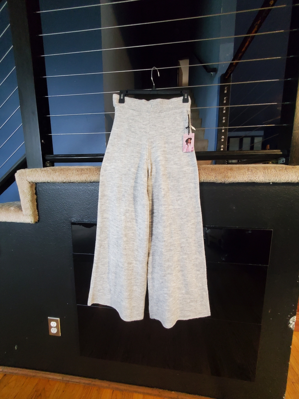 Sincerly Jules Light Heather Gray Wide-Leg Track Pants